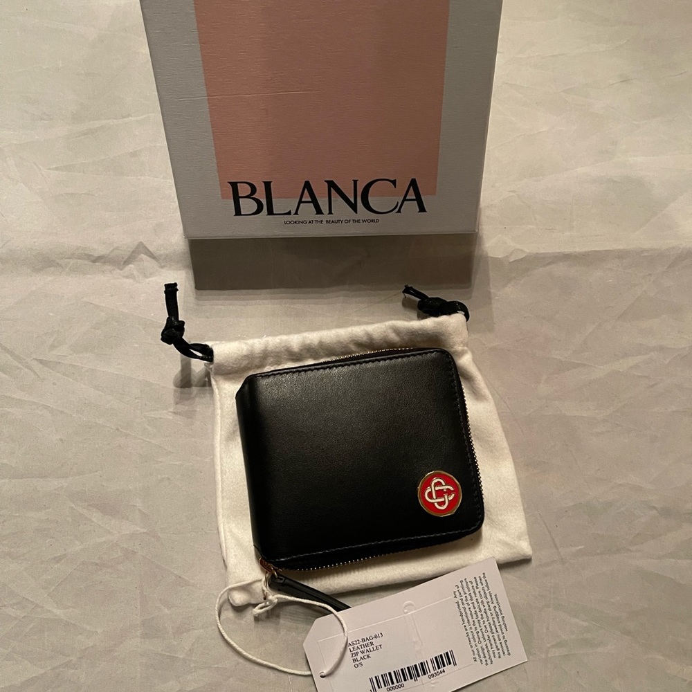 CASABLANCA Black Leather Zip Wallet